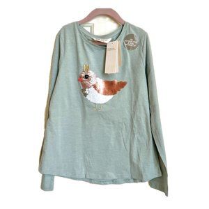 H&M Girls Sequin Crew Neck Shirt 8/10Y